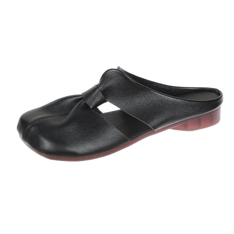 Flache Damen Pantoletten mit Schleife und Knoten EB EB