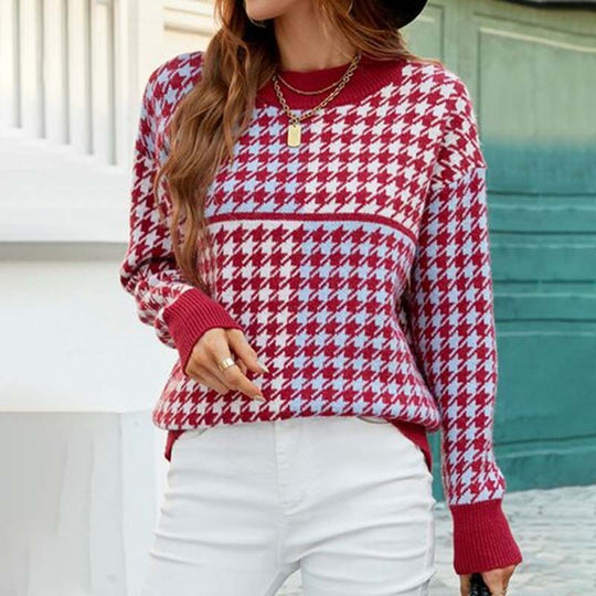 EB | Geometrischer Strickpullover Mit Trendigem Muster