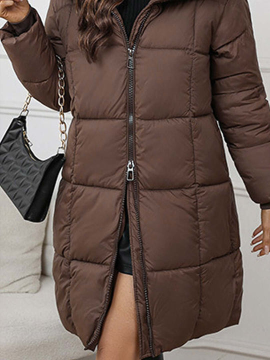 EB | Frauen Lange Kapuzen-Winter-Pufferjacke