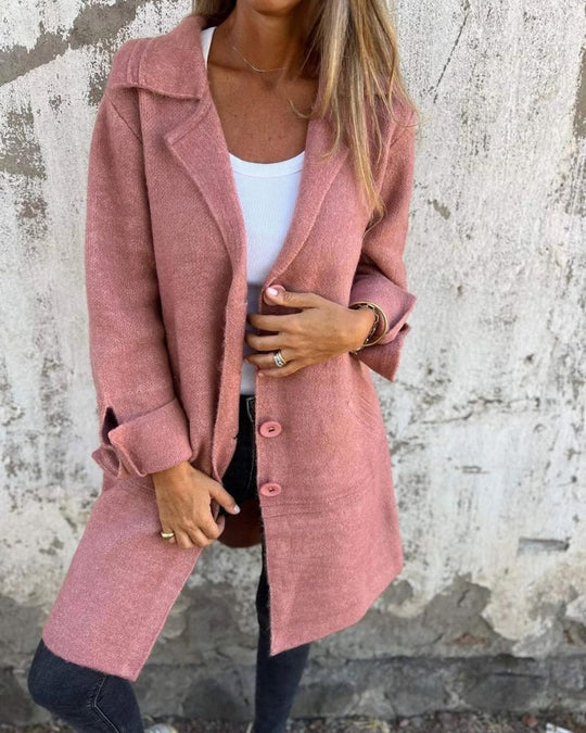 EB | Lässiger Langer Mantel mit Revers