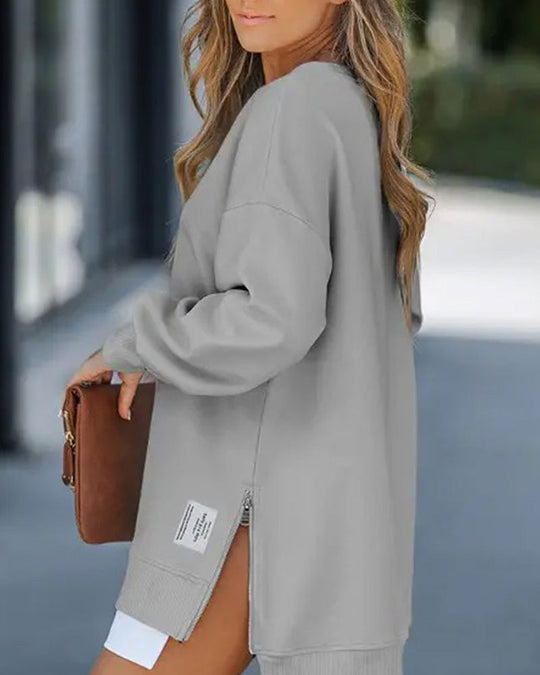 EB | Sweatshirtkleid mit Langen Ärmeln Reißverschluss und Schlitz