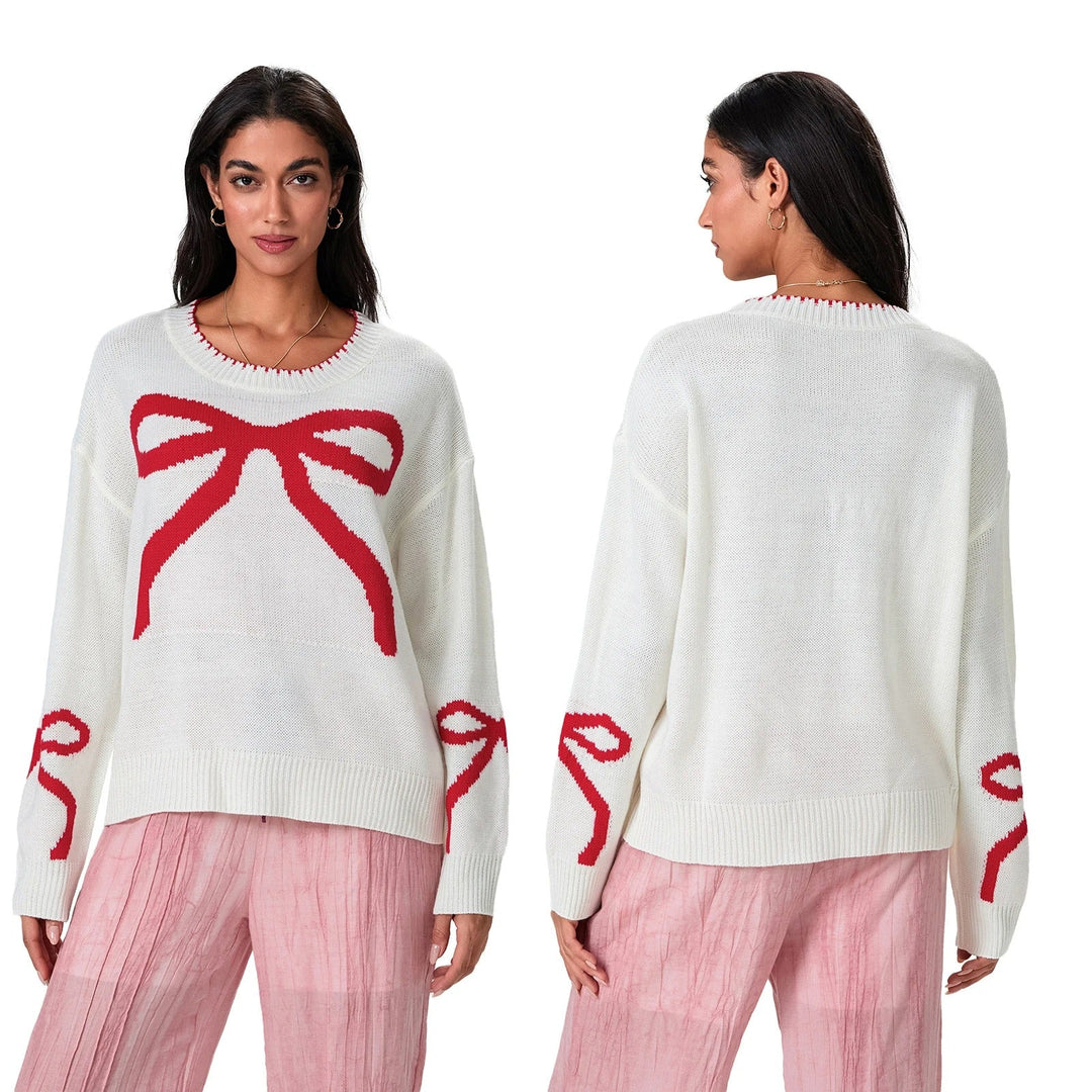 EB | Festlicher Strickpullover mit Schleifen-Design