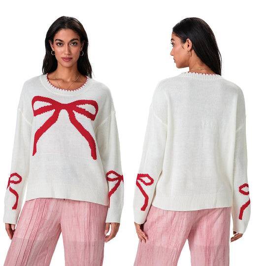 EB | Festlicher Strickpullover mit Schleifen-Design