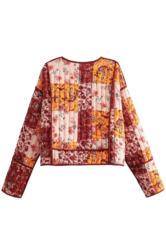 EB | Lässige kurze Strickjacke gesteppte Baumwolljacke