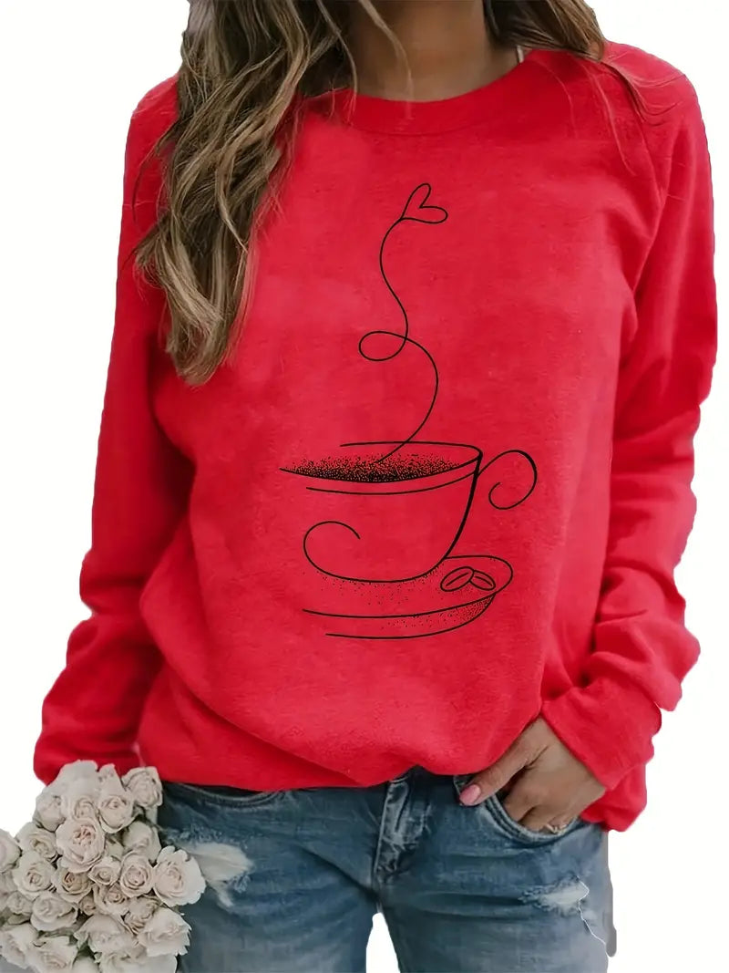 EB | Gemütliches Kaffee Grafisch Sweatshirt