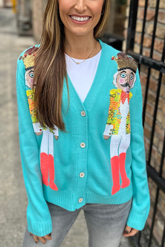 EB | Weihnachtsnussknacker Pailletten Freizeit Strickjacke