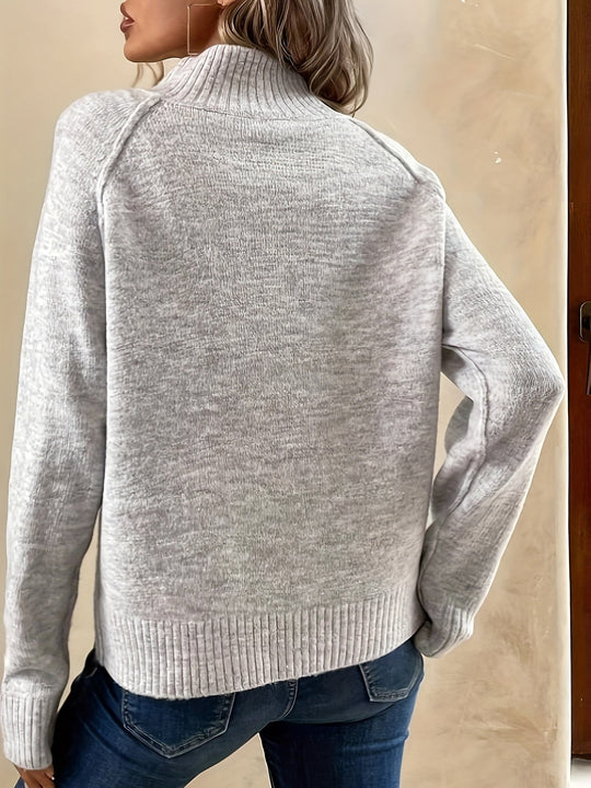 EB | Lässiger Stricksweater mit Knopfdetails Acryl Weich und Bequem