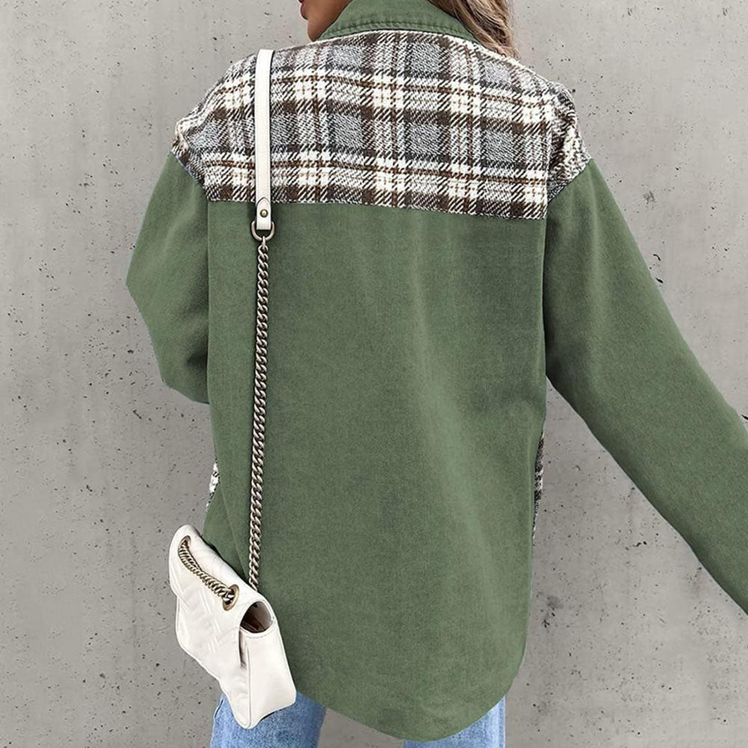 EB | Kariert Jacke mit Klassischem Kragen für Damen