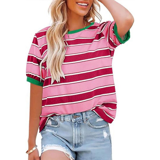 EB | Gestreiftes T-Shirt mit Rundhalsausschnitt für Damen