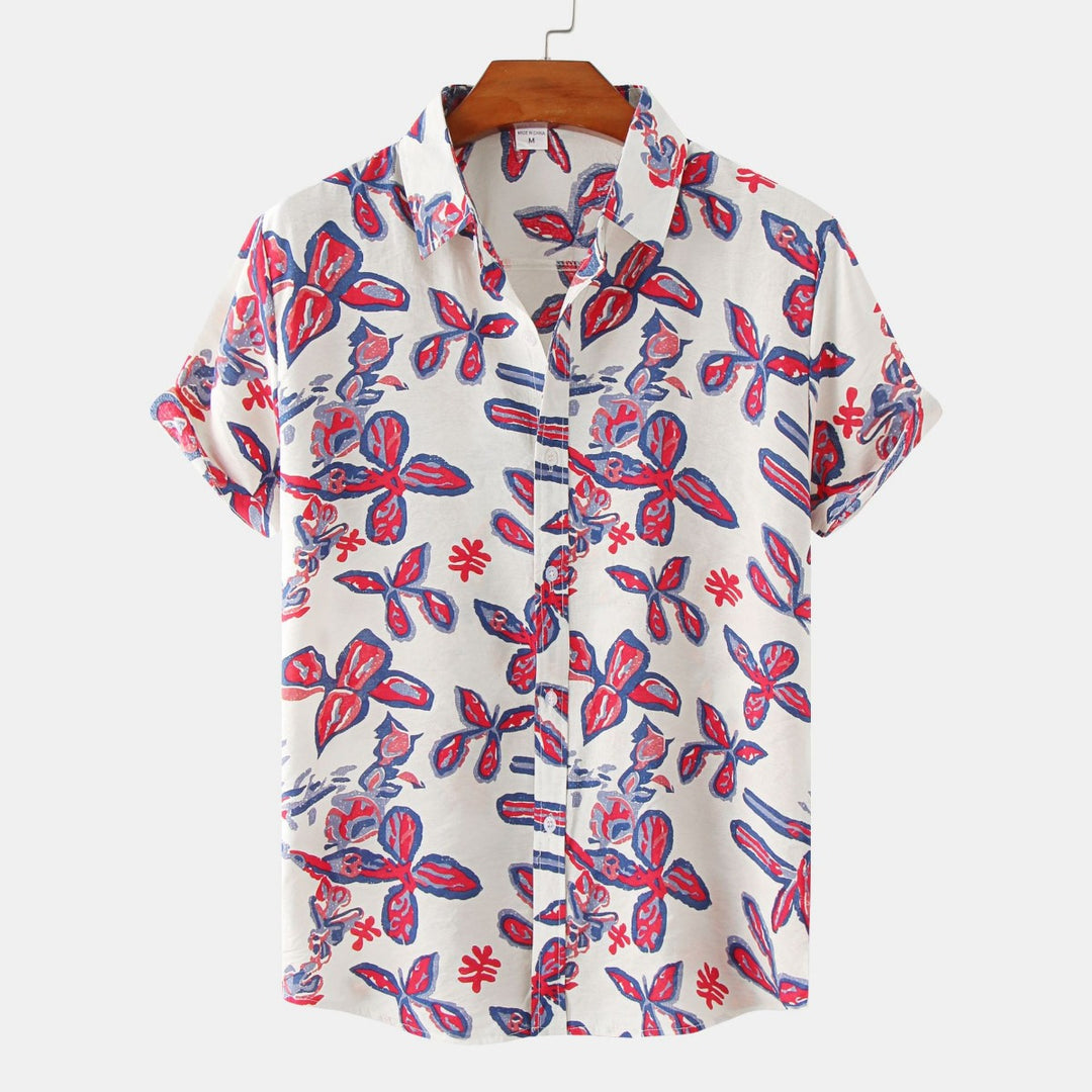 EB | Floral kurzärmeliges Blumenhemd Männer