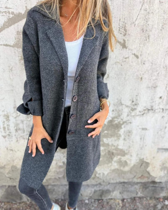 EB | Lässiger Langer Mantel mit Revers