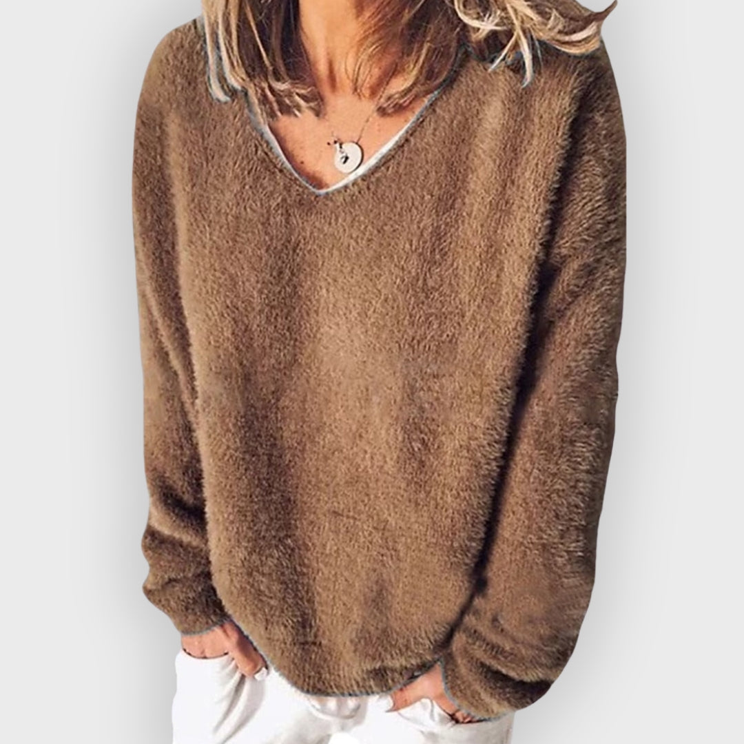 EB | V-Ausschnitt Sweatshirt Langarm Freizeitstil