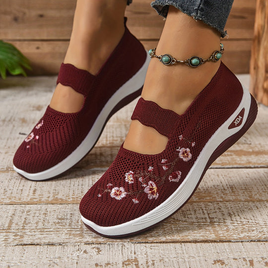 Blumenbestickte Mesh Slip-On Schuhe EB EB
