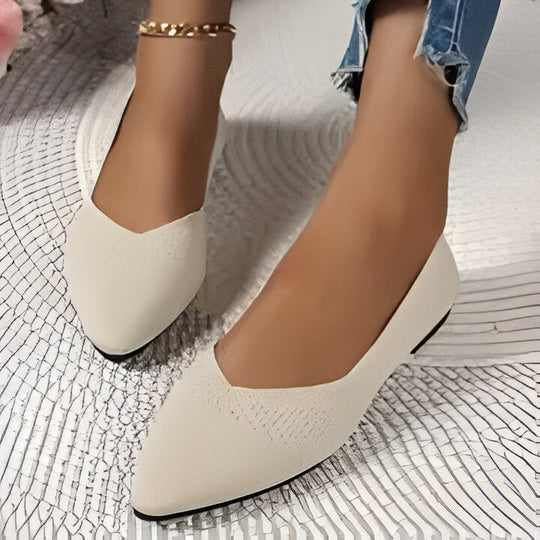Charmaine | Damen Mode flache Schuhe, Casual Pointed Toe Knit Flats EB