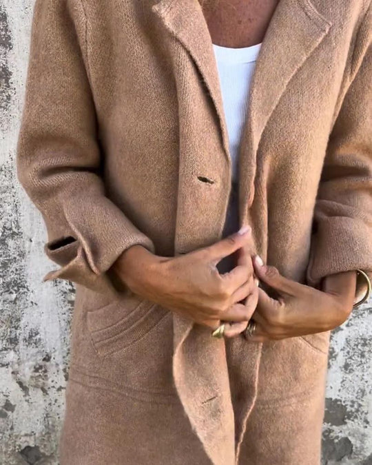 EB | Lässiger Langer Mantel mit Revers