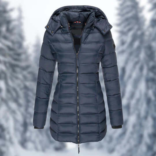 EB | Damen Mittellanger Wintermantel mit Abnehmbarem Kapuze