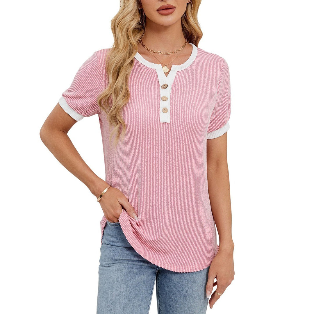 EB | T-Shirt mit V-Ausschnitt in Uni-Farbe