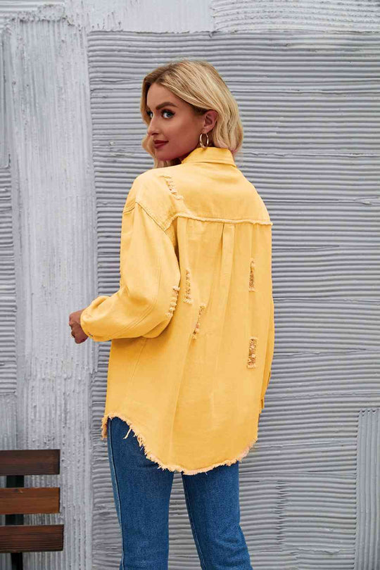EB | Zerrissene Rohsaum-Denimjacke