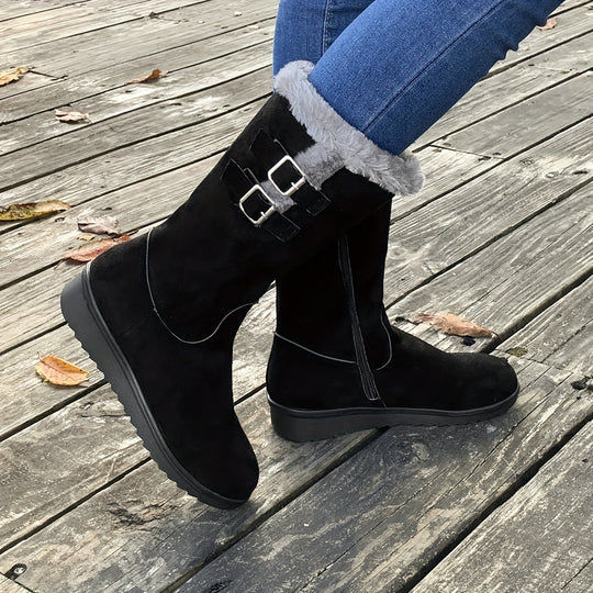 EB | Verstärkte Samt Mittelrohr Schnee Stiefel