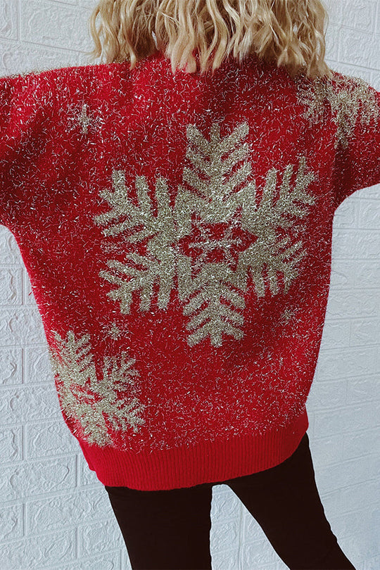 EB | Weihnachtsmuster Gestrickter Rundhalsausschnitt Langarmpullover