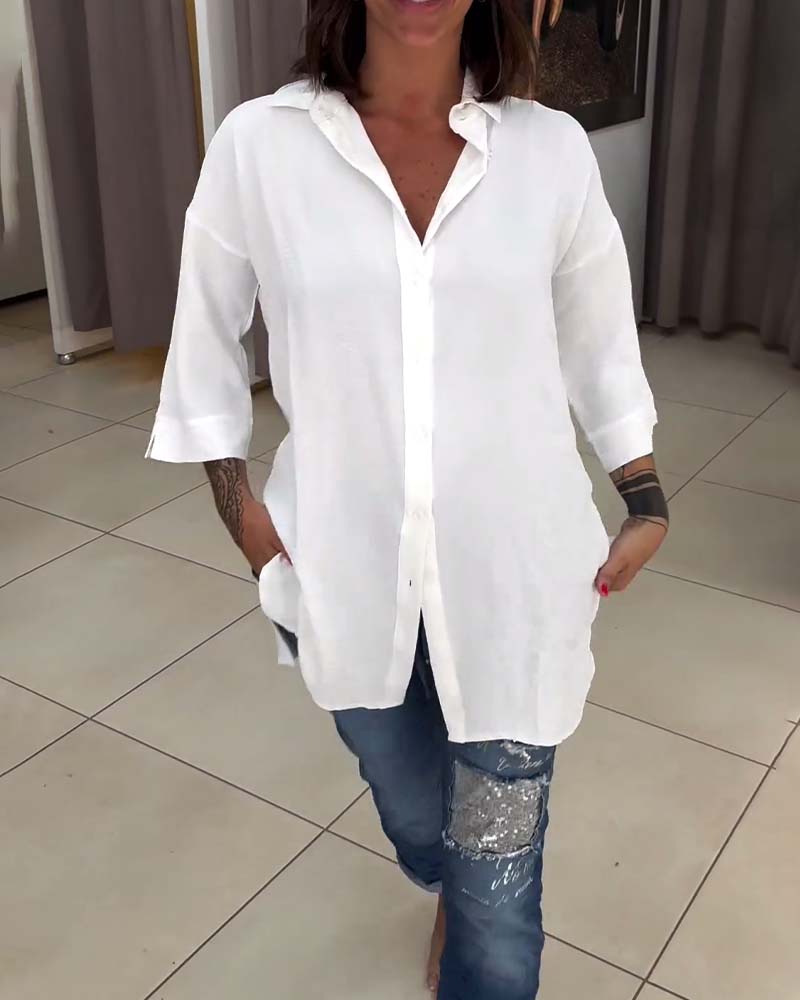 EB | Weiße Bluse Im Oversized Schnitt