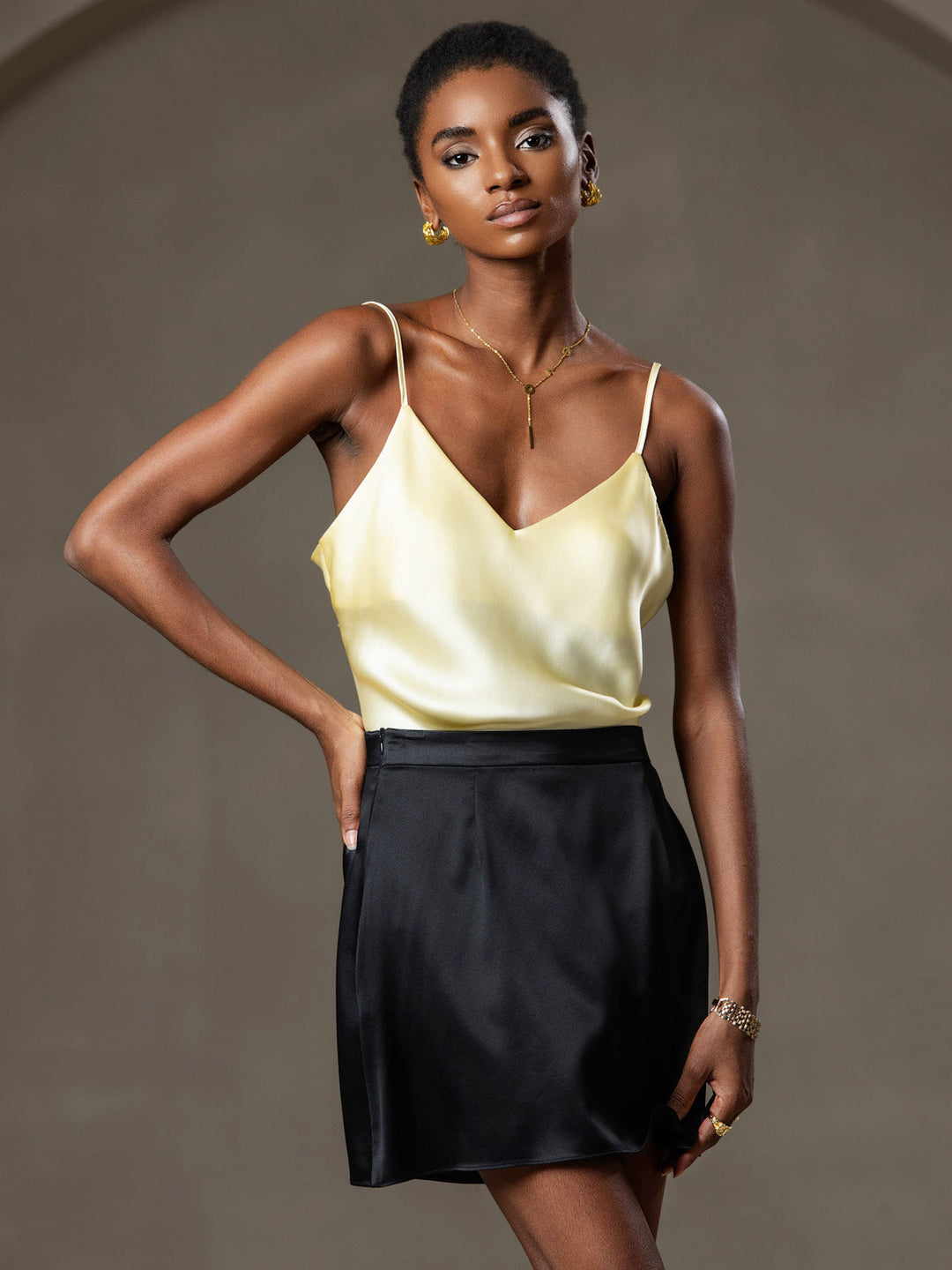 EB | V-Ausschnitt Reine Seide Spaghettiträger Camisole Top