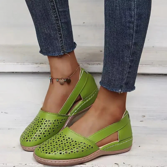 Unkomplizierte Perforierte Wedge Espadrilles flache Schuhe EB