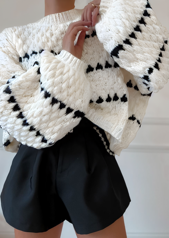 EB | Kräftiger Strickpullover Kontrastierendes Design Warm und Zeitgemäß