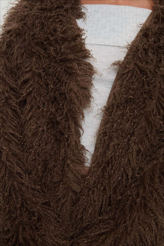 EB | Fluffy Brown Faux Fur Übergroße Jacke