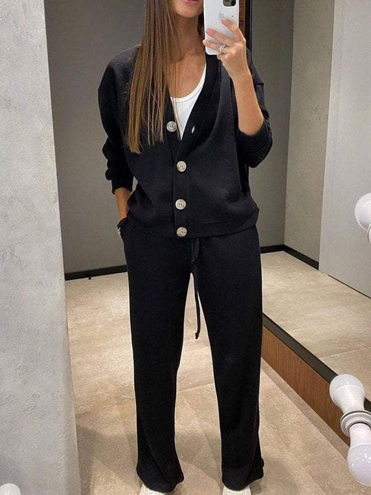 EB | lässiges V-Ausschnitt Pullover- und Hose-Set