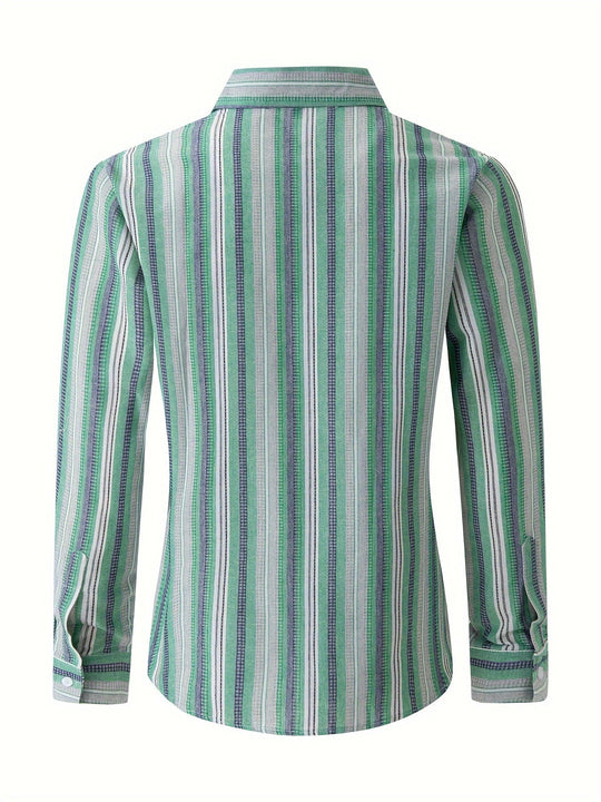EB | Gestreiftes Baumwoll Leinen Herrenhemd für Entspannte Looks