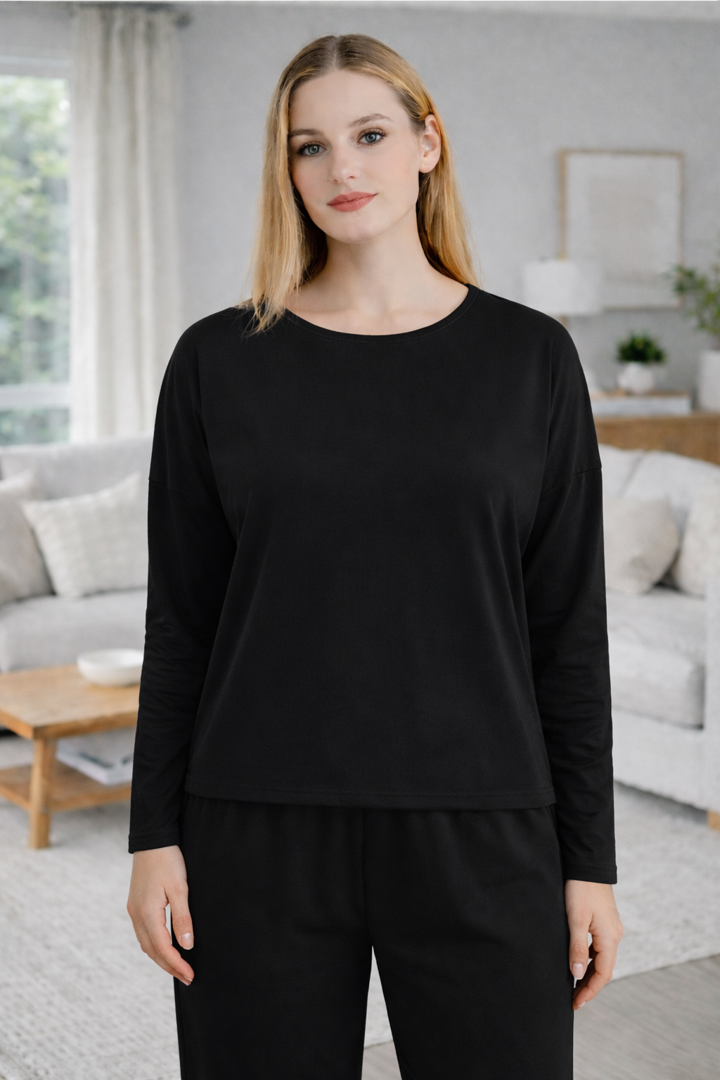Damen Lässiger Zweiteiler mit weitem Oberteil und lockerer Hose EB