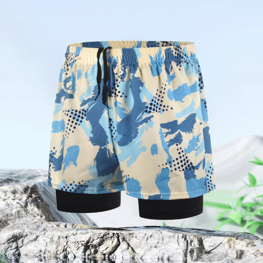 EB | Doppellagige Herren Sport Fitness Anti-Peinlichkeit Strandhose