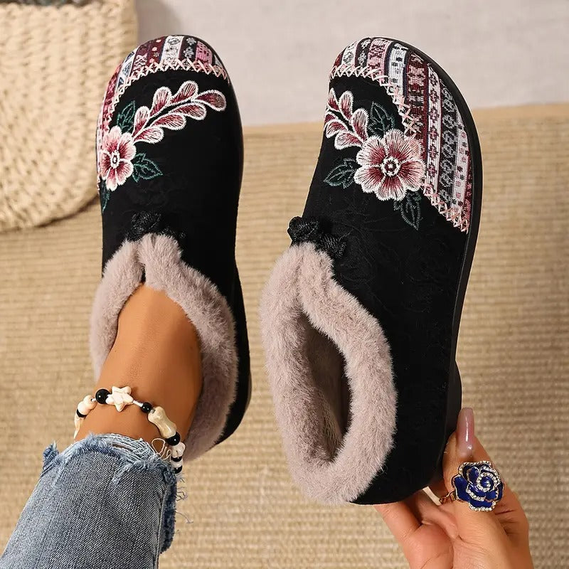 Warme, weiche Schuhe für Damen mit zartem Blumenprint EB EB