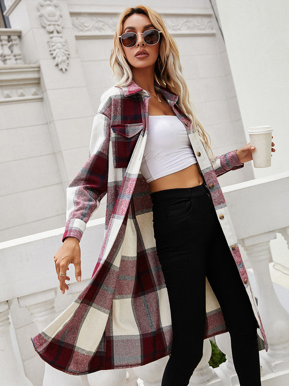 EB | Karierte Longline Hemdjacke