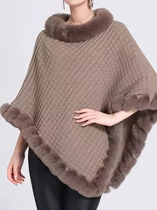 EB | Poncho mit Pelzdetails Acrylmix Elegante Struktur