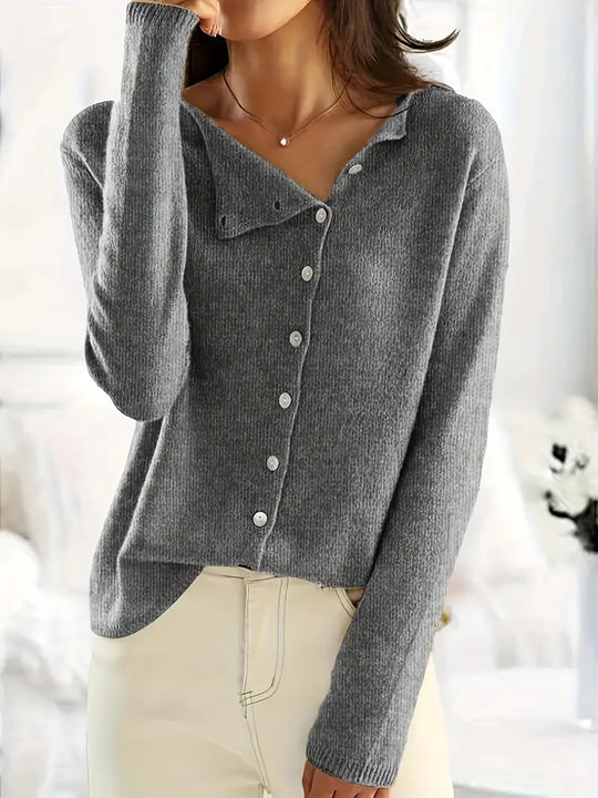 EB | Strickjacke Gestrickter V-Ausschnitt Knopfverschluss Langärmlig Lässige Schichtung