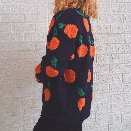 EB | Strickpullover mit Früchteprint Weich und Einzigartig Gemütliche Passform