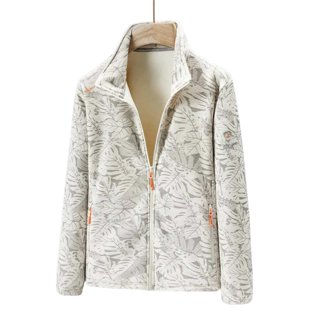 EB | Damen Outdoor Fleecejacke Winddicht mit Pflanzenmuster