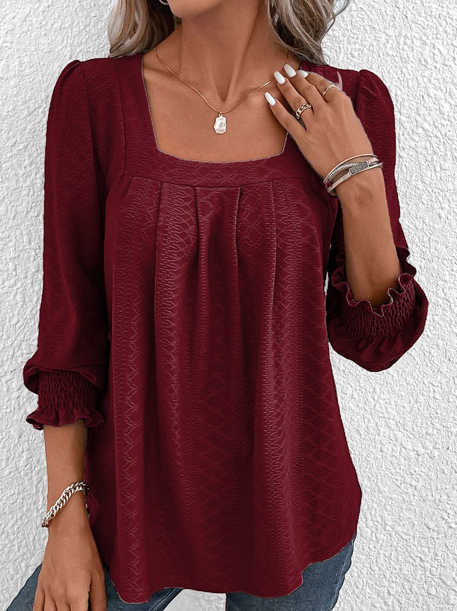 EB | Baumwollbluse Mit Eckigem Ausschnitt