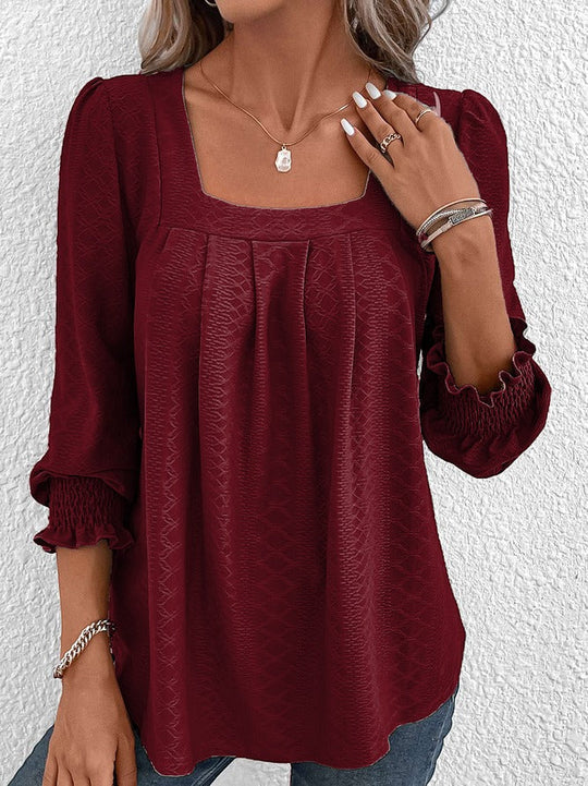 EB | Baumwollbluse Mit Eckigem Ausschnitt