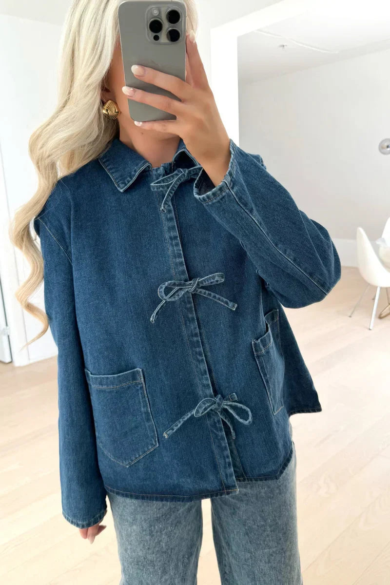EB | Set mit Bindebandjacke und Weitjeans Denim Lässig und Trendy
