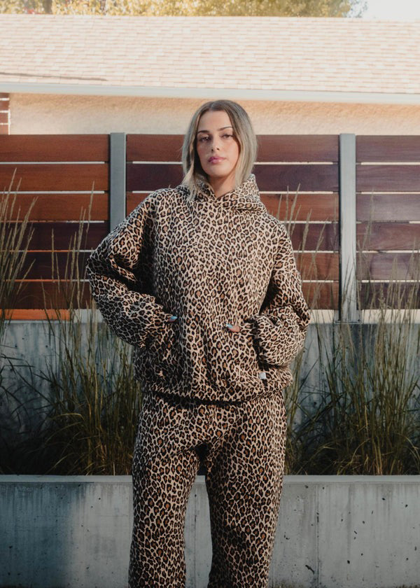 EB | Leopardenmuster Hoodie und Jogginghose Set für Damen