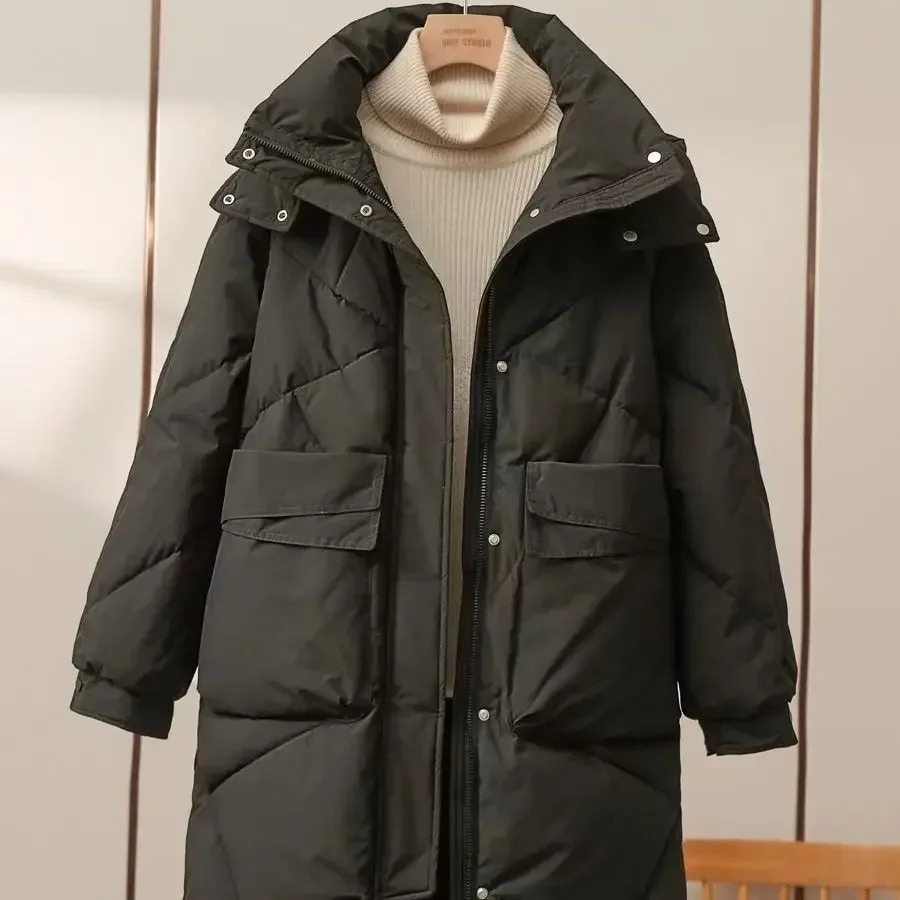 EB | Stylische Graue Leichte Pufferjacke mit Umlegekragen für Frauen