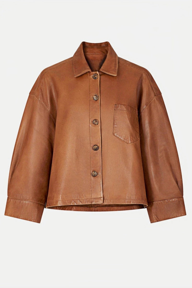 EB | Oversized Lederjacke Weich und Stilvoll Perfekt für Den Alltag