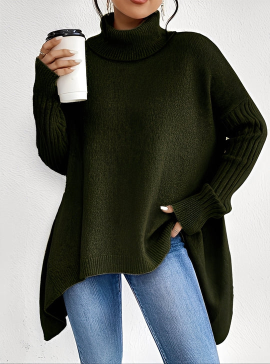EB | Eleganter Langer Damenpullover mit Rollkragen