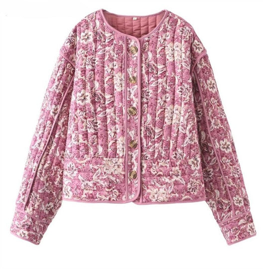 EB | Blümchen-Steppjacke Gefüttert Damen