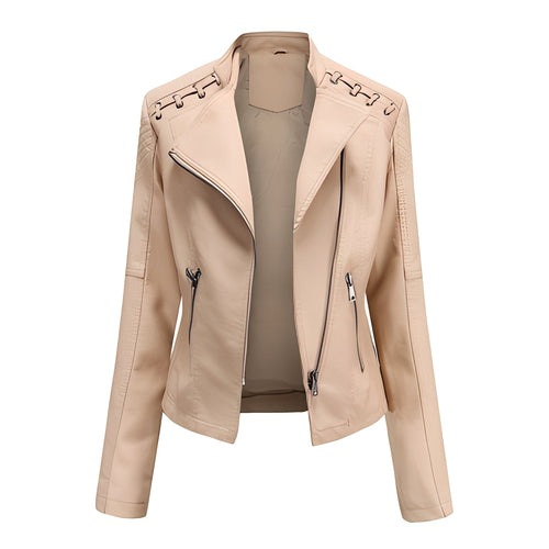 EB | Stilvolle, slim kurze Lederjacke für Damen
