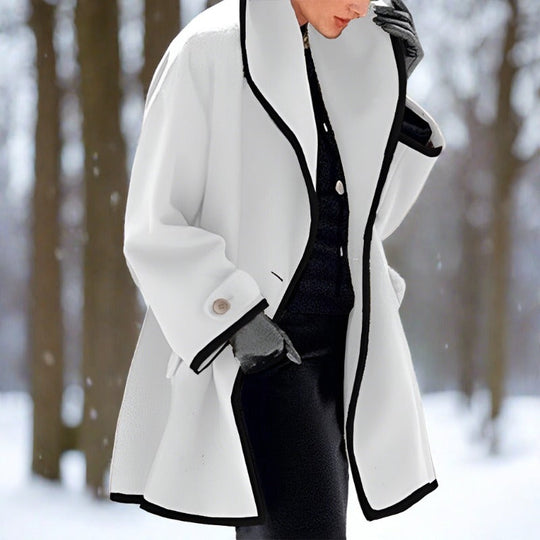 EB | mantel mit doppelter Knopfleiste - eleganter Trenchcoat mit schwarzem Besatz