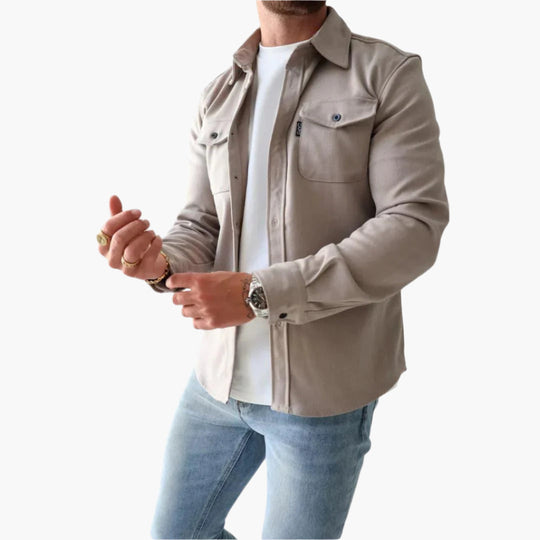 EB | Overshirt Jacke - Modernes Knopfdurchgang Hemdjacke für Freizeit und Business
